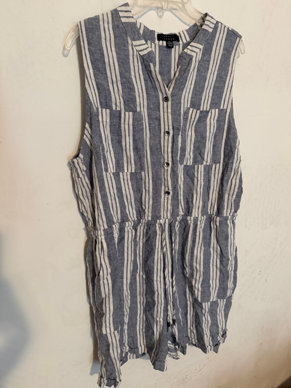Striped Navy & White Sleeveless romper! - Picture 3 of 4